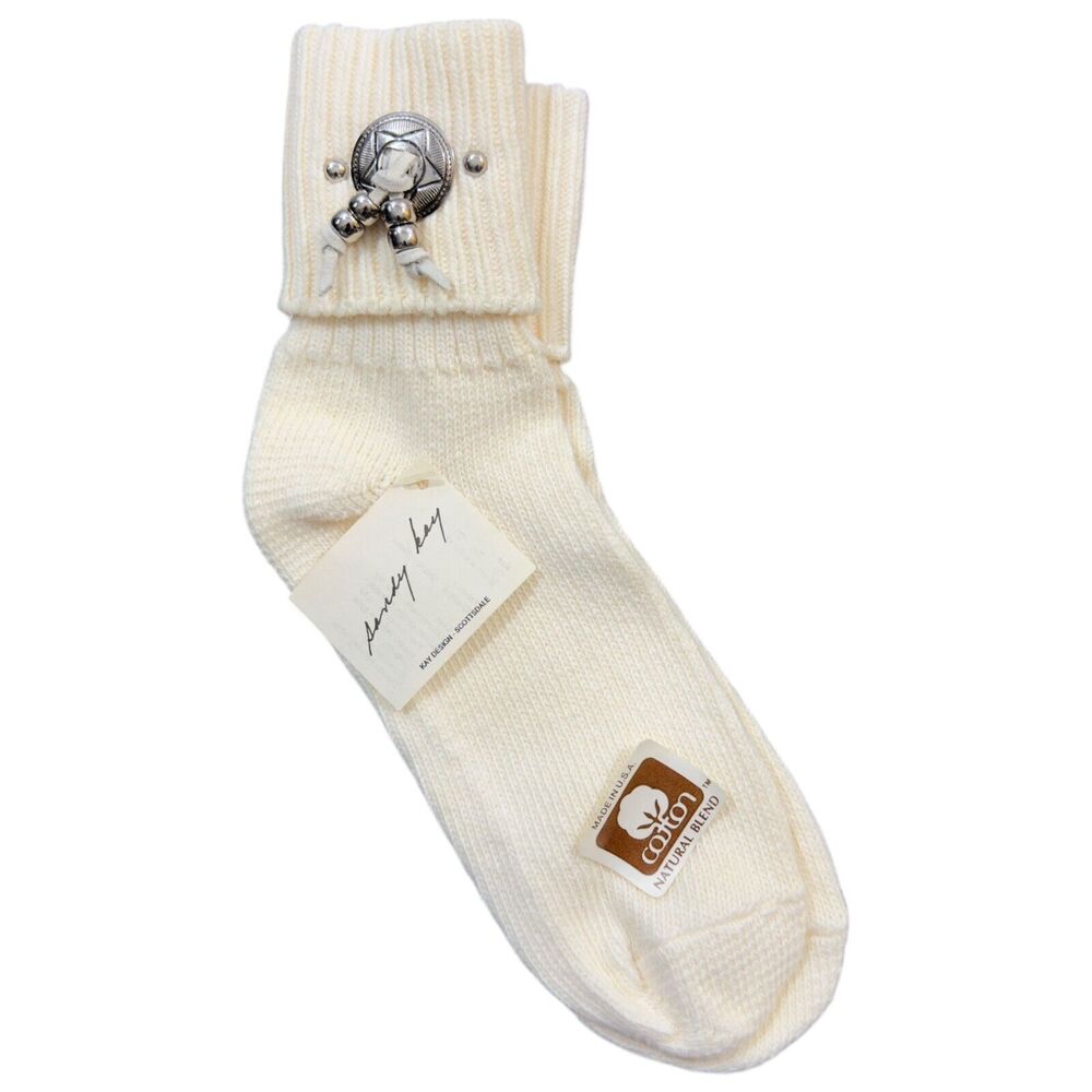 Sandy Kay Scottsdale Cozy Traditional Winter Socks Womens OS Cream Ribbed Knit